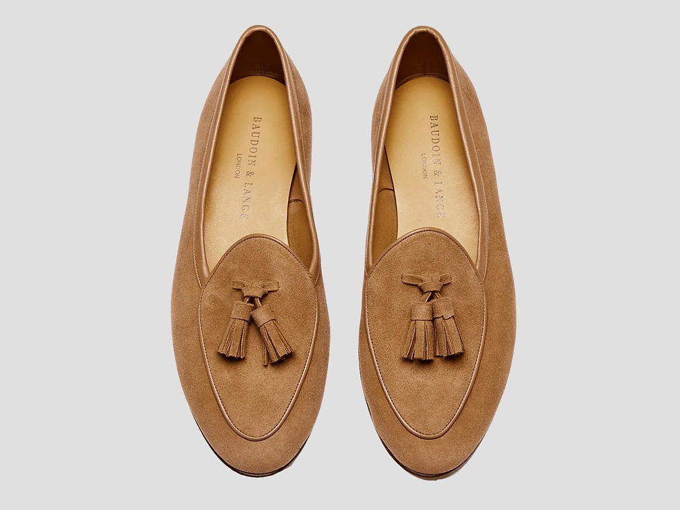 Thumbnail: BAUDIN & LANG Sagan Classic Tassel Loafersin Alezan Asteria Suede