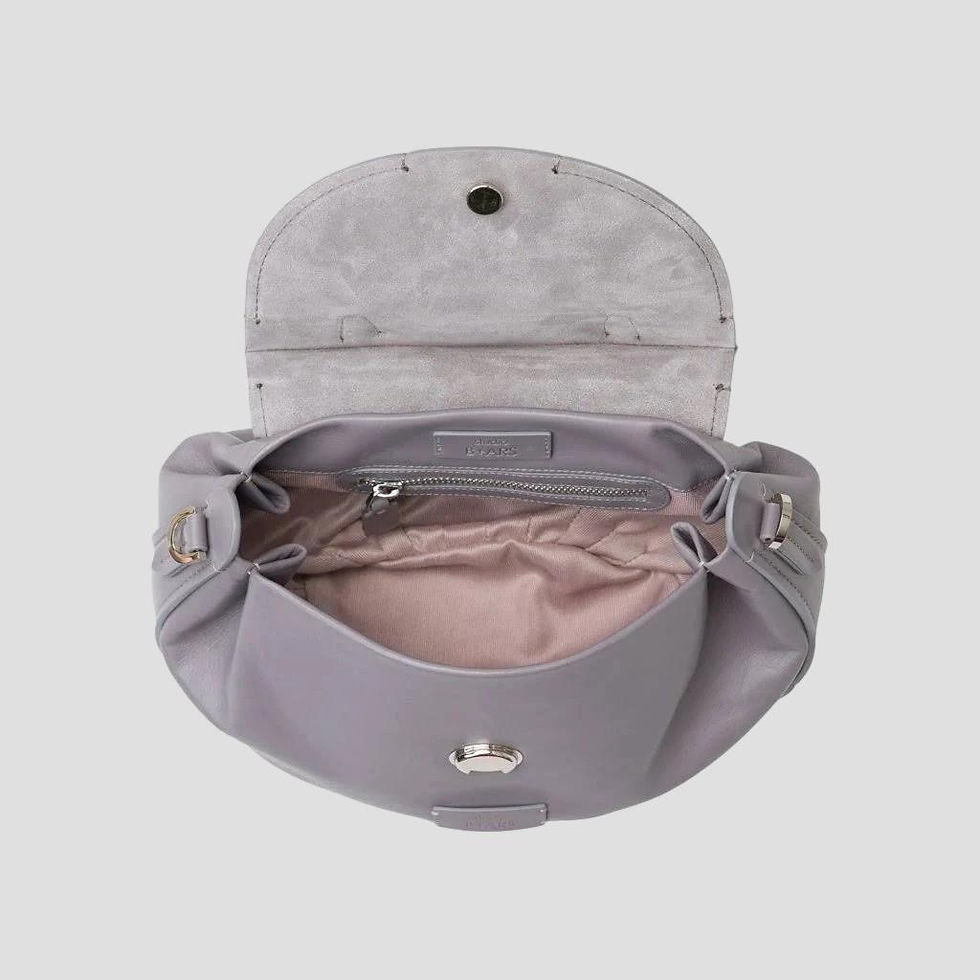 Thumbnail: MINERVA Nappa Leather-Grey Bucket Bag