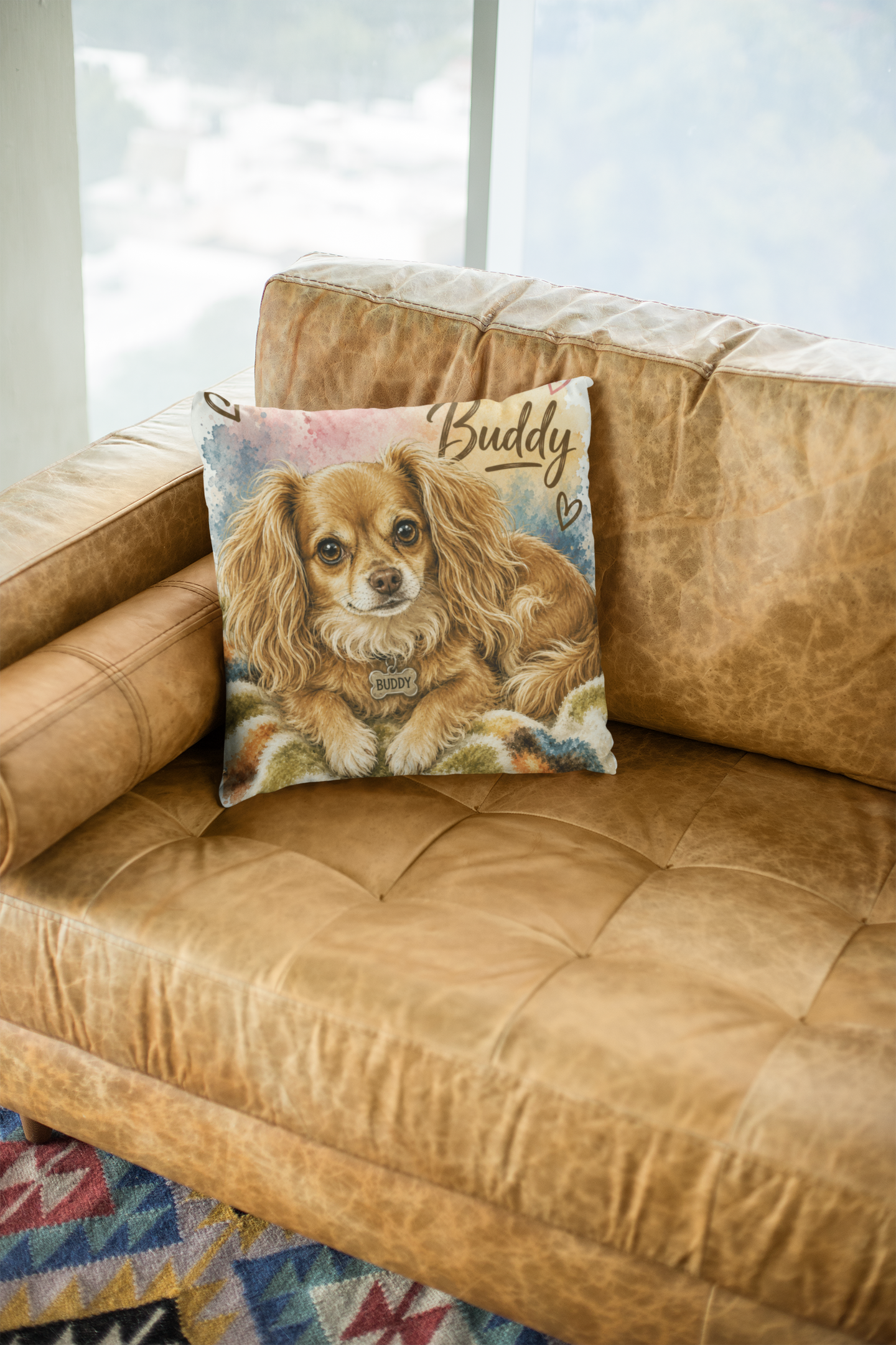 Personalized Cavalier King Charles Pillow — Portrait Throw Cushion