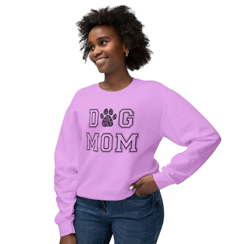 Thumbnail: Dog Mom - Unisex Lightweight Crewneck Sweatshirt - Perfect Comfort, Perfect Gift