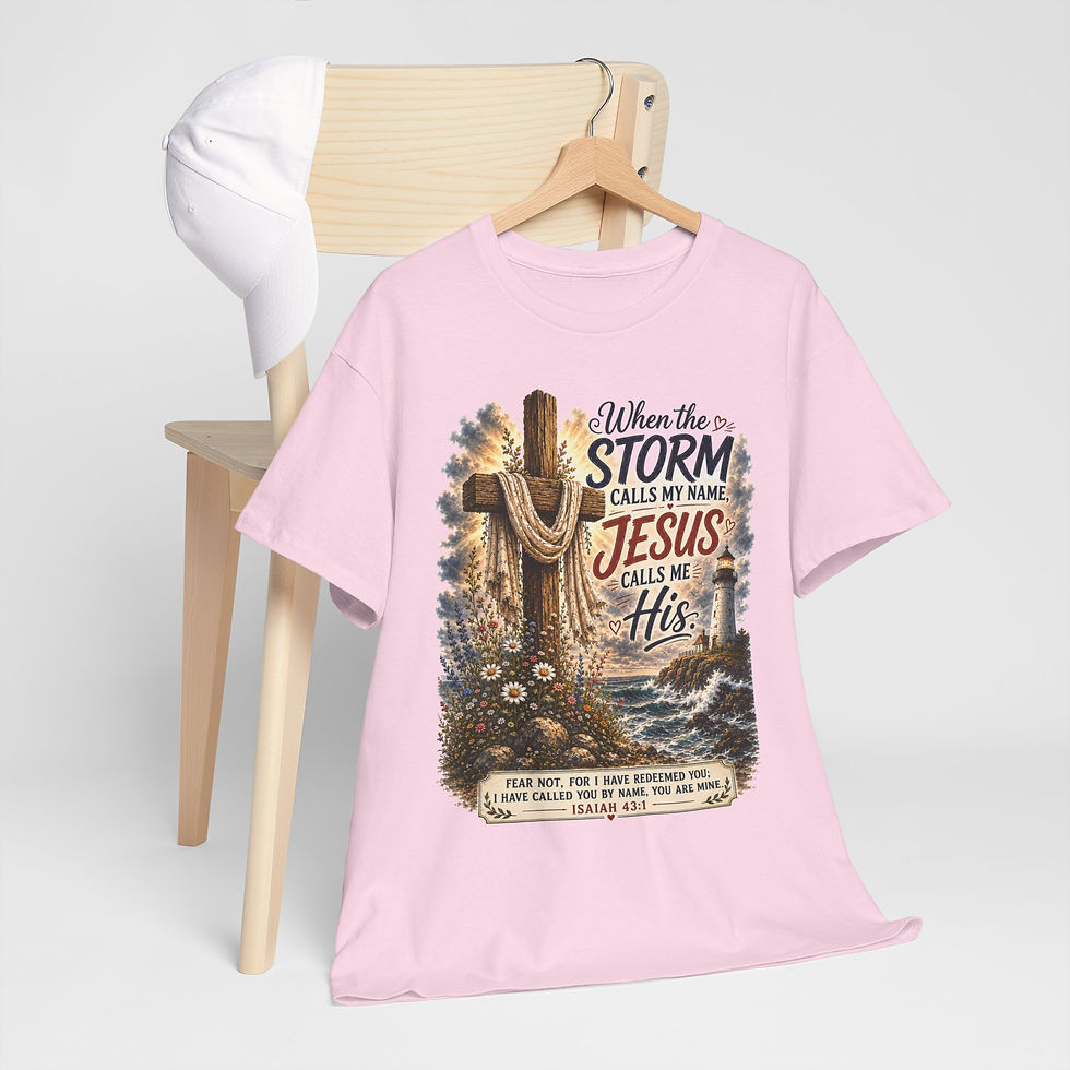 Thumbnail: "When the Storm Calls My Name, Jesus Calls Me His" T-Shirt
