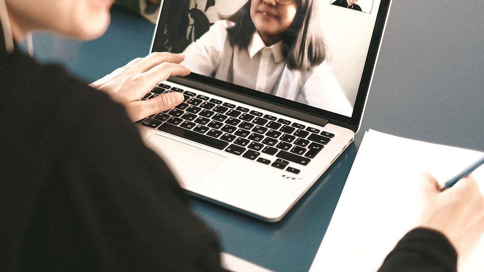 arm and welcoming virtual counselling session representing OP Counselling's collaborative approach