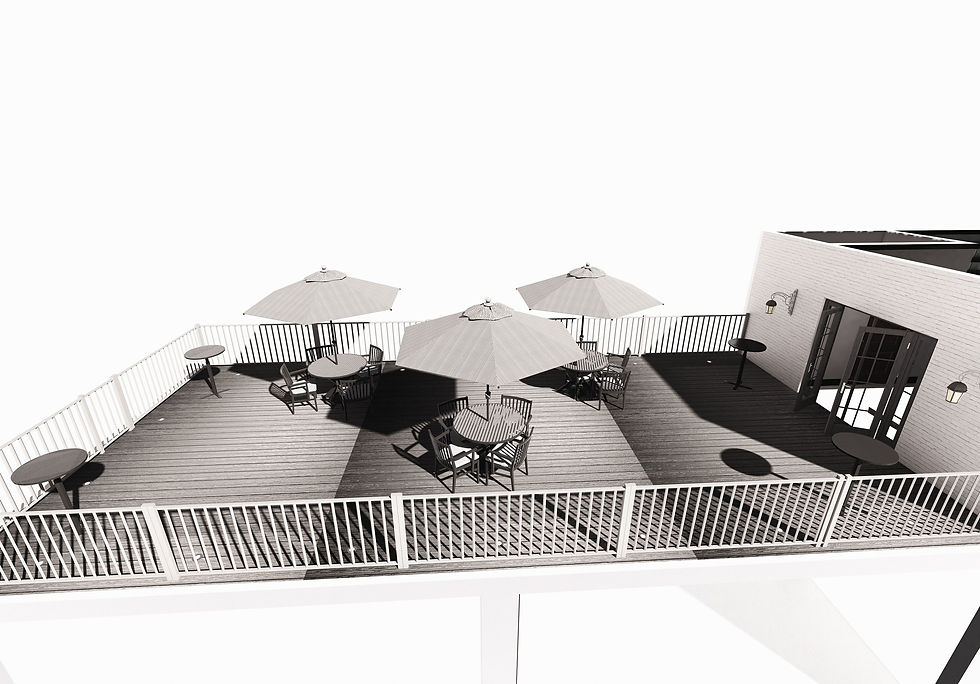 The Rooftop Patio - utilize provided tables, chairs, and umbrellas to expand your cocktail hour with