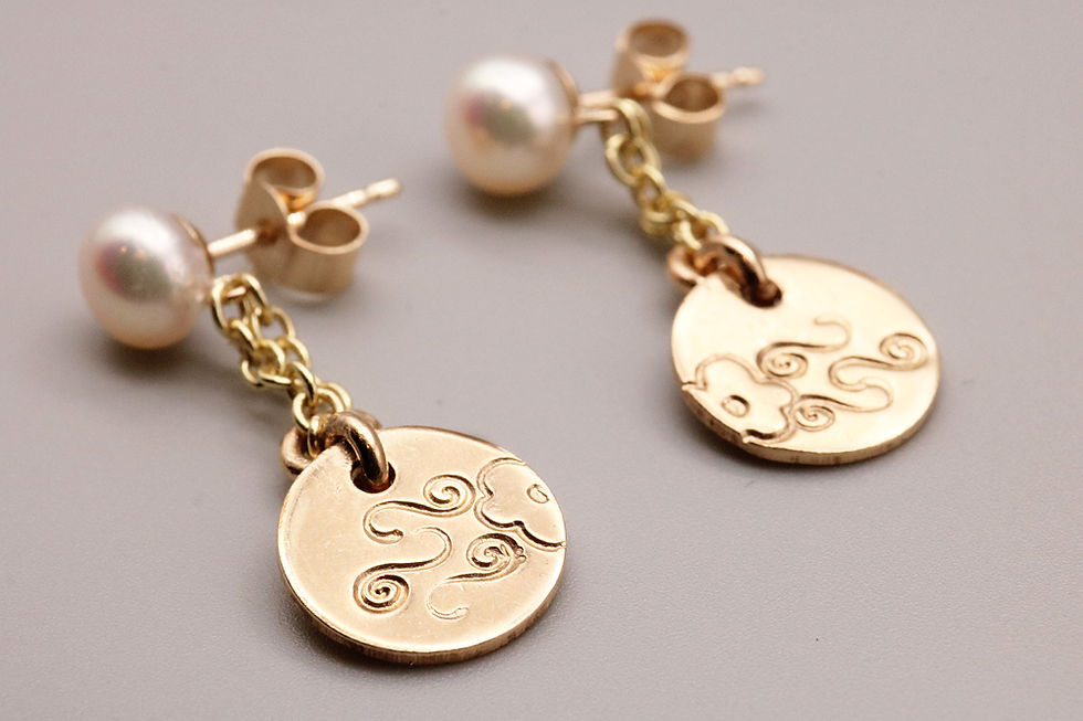 Thumbnail: Gold and White Pearl Earring