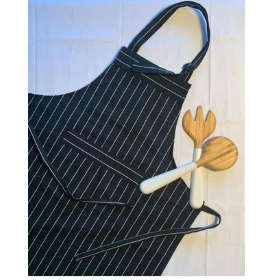 Thumbnail: Tablier de cuisine noir rayé blanc