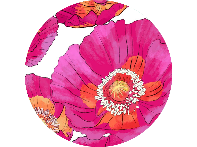 Classic Button Down Shirt Magenta Poppies