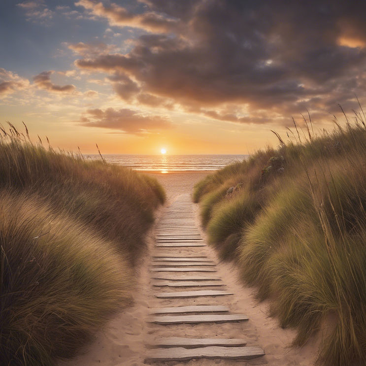 a healing path leading to the beach at sunset .jpg