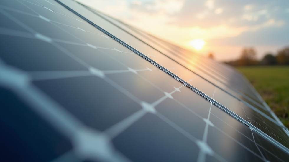 Close-up of a solar panel farm