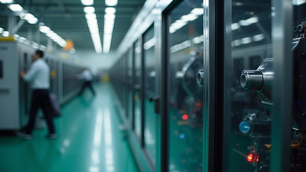 Close-up view of interconnected machines in a smart factory setting