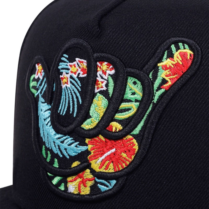 Miniature : Casquette de baseball hip hop avec broderie au doigt, Snapback en coton