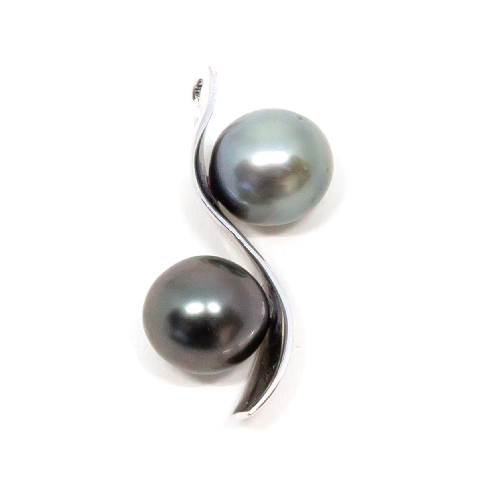 P12 Double Swirl Black Pearl Pendant