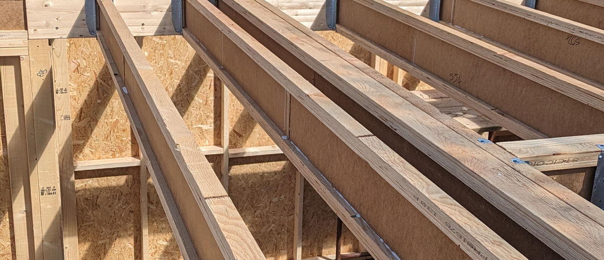 The engineered joist fit perfectly onto the SIPs walls. Everything is calculated and cut off-site.