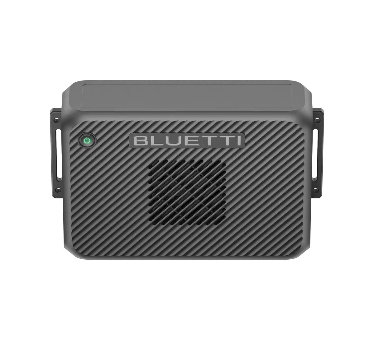 Chargeur Bluetti Charger 2, vue de face du boîtier nervuré avec grille de refroidissement et voyant d'état