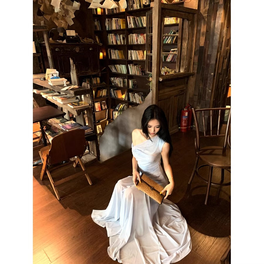 Thumbnail: off-shoulder mesh dress women's summer 2025 new pure temperament