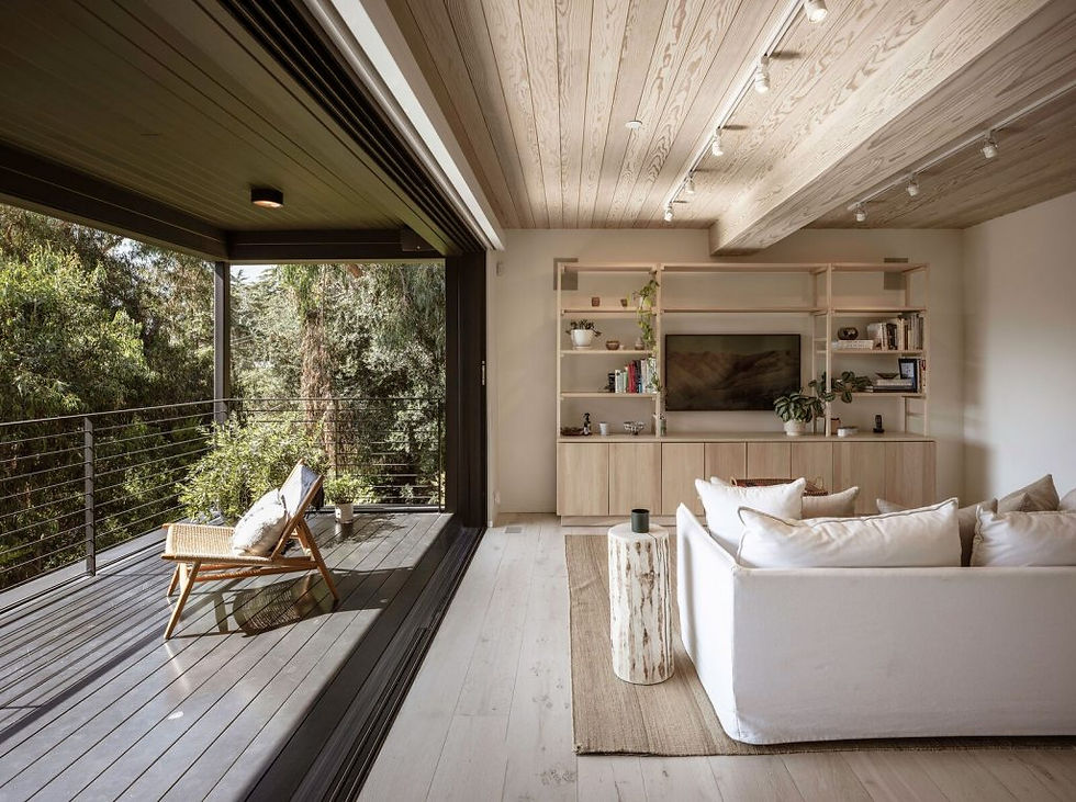 living-room with a terrace in a modular home