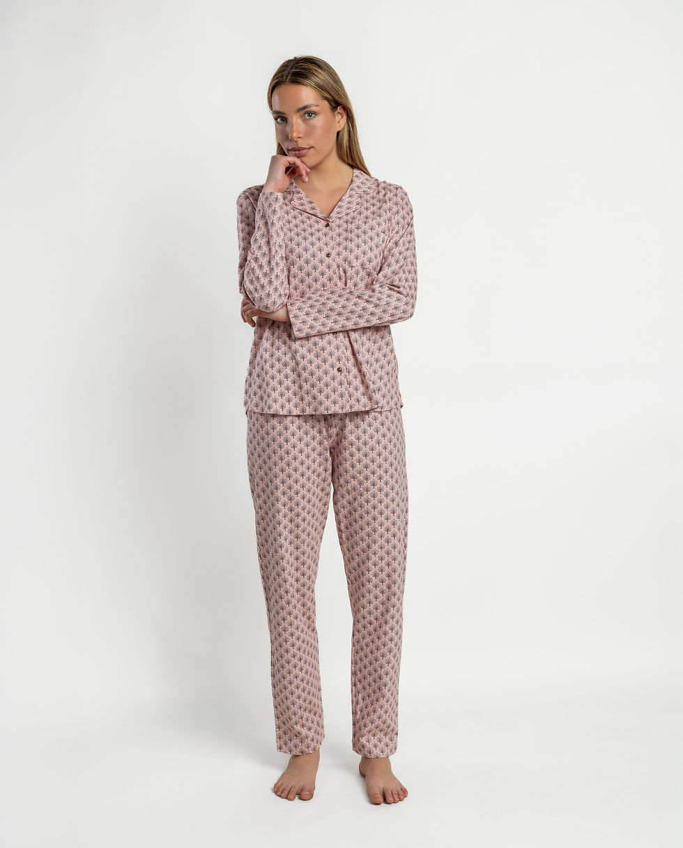 Miniature : Pyjama rose/marron ref 64629