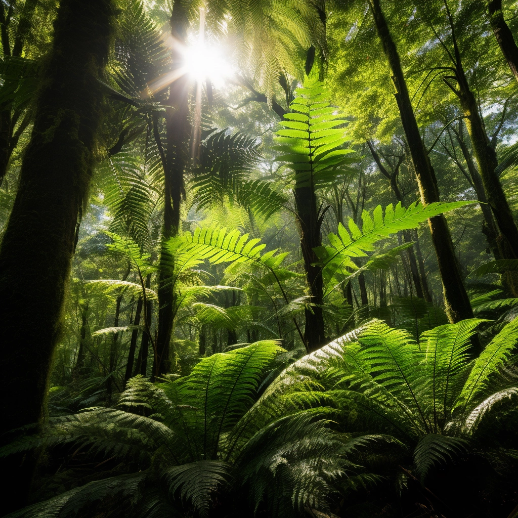 Fougère arborescente pendant l'ère paléozoïque