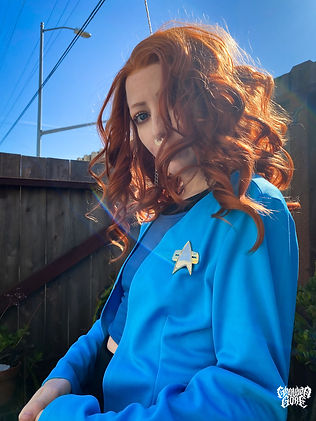 Ghouliangore in their Beverly Crusher cosplay from Star Trek Next Generation