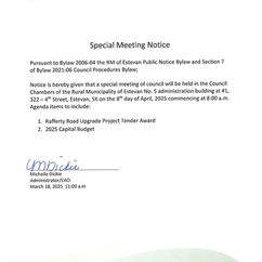 PUBLIC NOTICE: SPECIAL MEETING