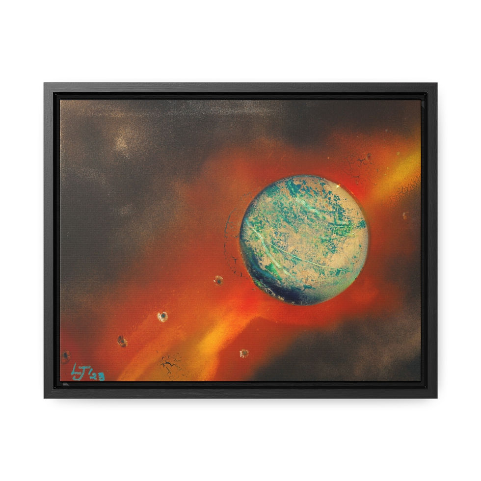 Thumbnail: Turquoise planet with hues of fired beams Planet  Canvas Wraps, Horizontal Frame