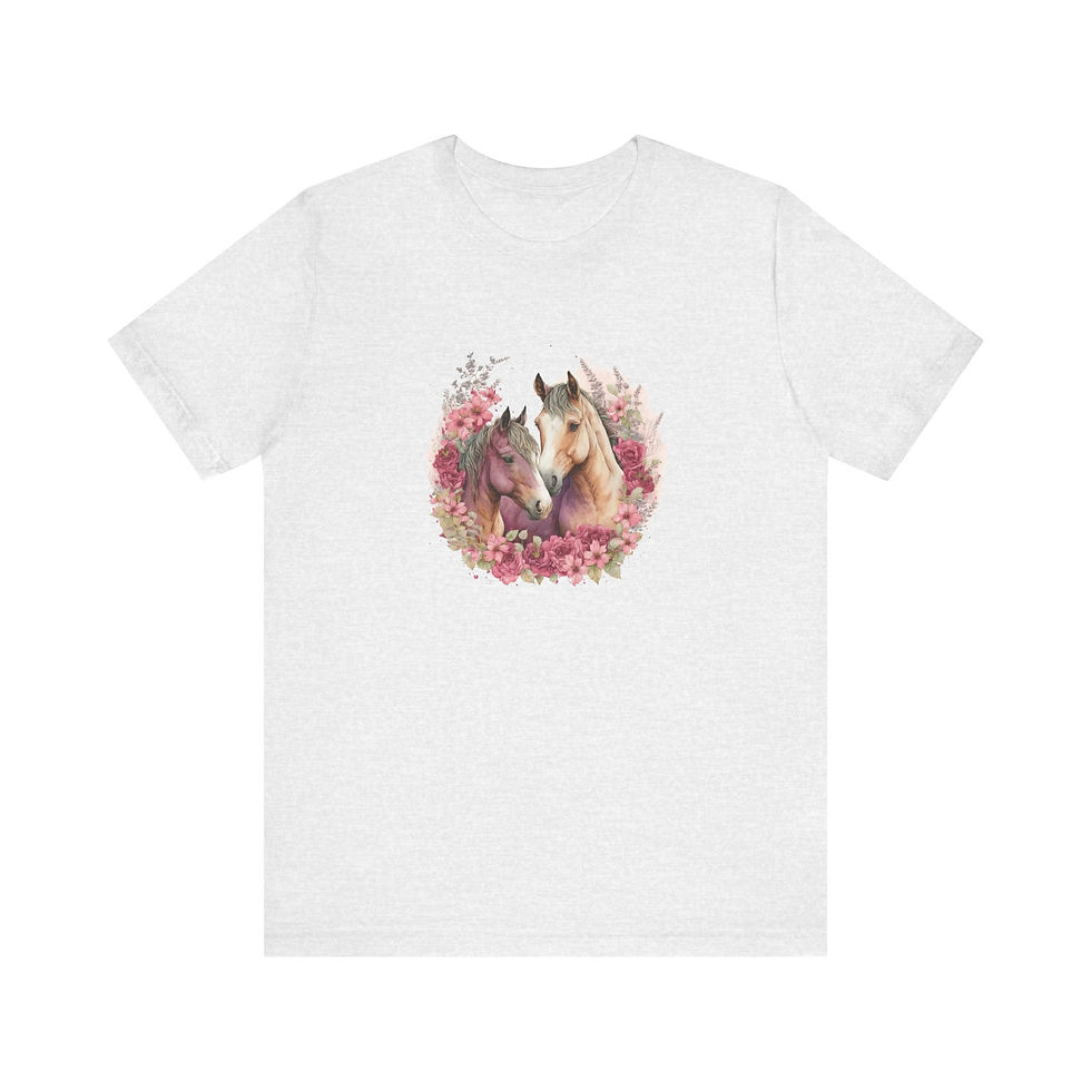 Thumbnail: Front view of Rose Wreath Horse Pair Horse Lover Shirt – equestrian aesthetic shirt.