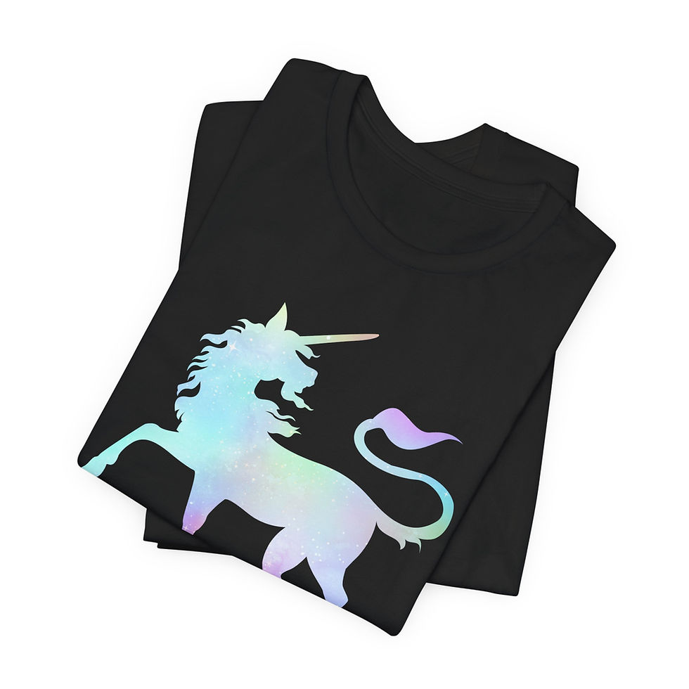 Thumbnail: Folded view of unicorn with soft rainbow cosmic texture.