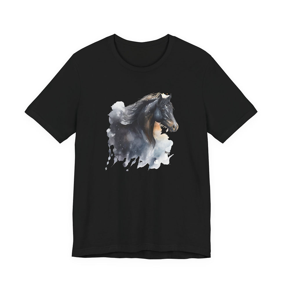 Midnight Mist Watercolor Horse Shirt front view – artistic horse tee.