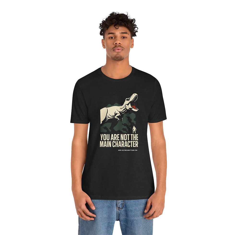 Thumbnail: Model wearing not the main character meme shirt.