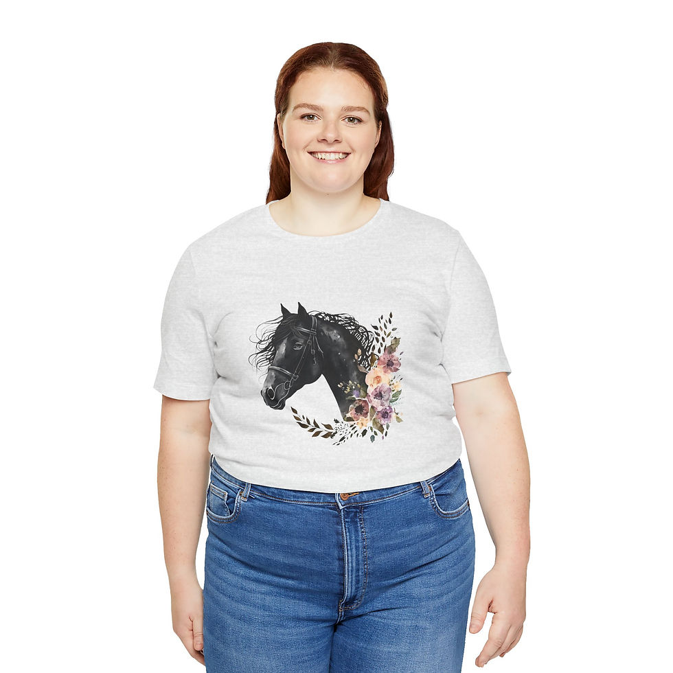 Thumbnail: Ebony Grace Floral Horse Shirt - BT00140-1