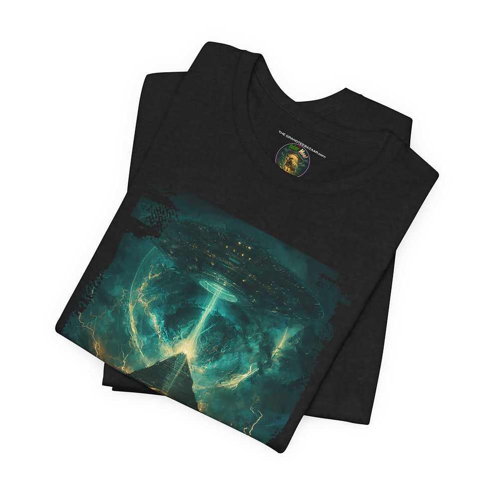 Thumbnail: Folded view of Gateway Within the Pyramid Alien Shirt – ancient alien gateway.