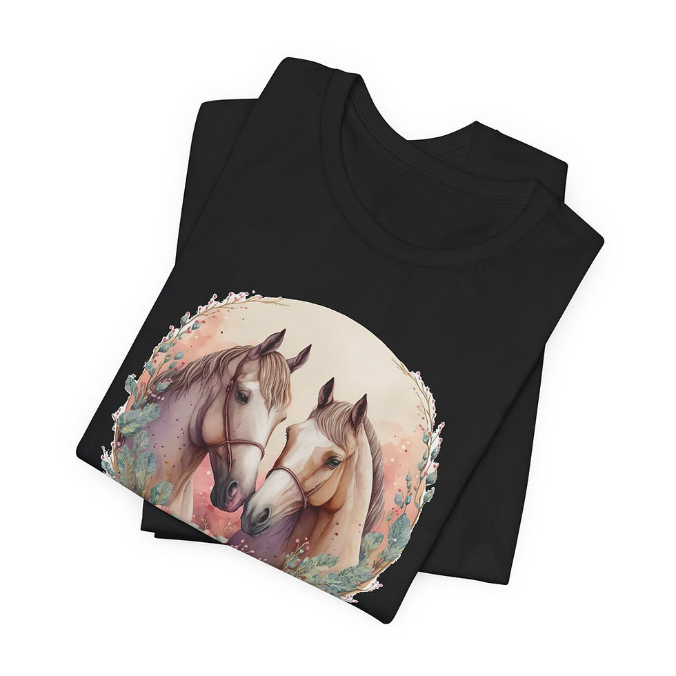 Folded view of Pastel Horse Pair Horse Lover Shirt – horse pair shirt.