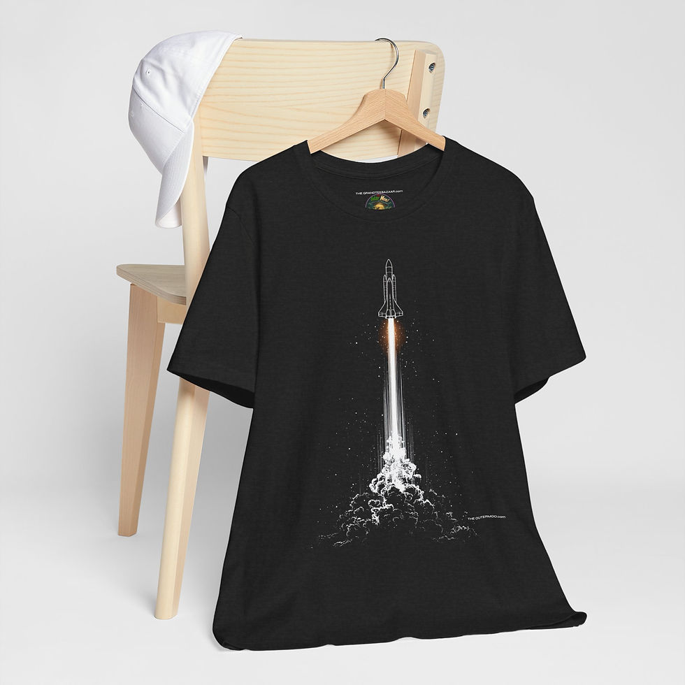 Thumbnail: Front view of Space Shuttle Rocket Launch clean black-and-white liftoff design.