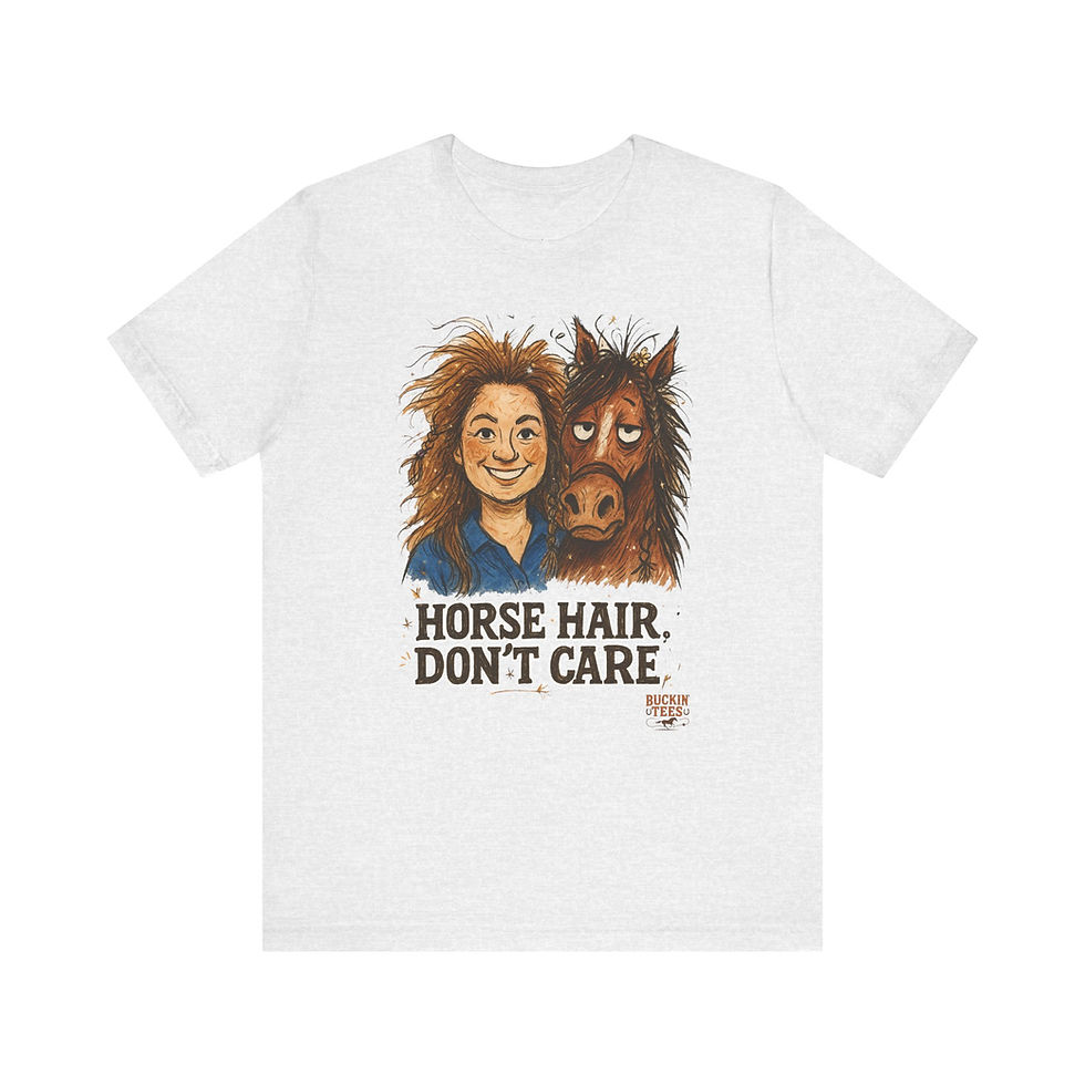 Thumbnail: Horse Hair Don’t Care Horse Lover Shirt front view – country horse shirt.