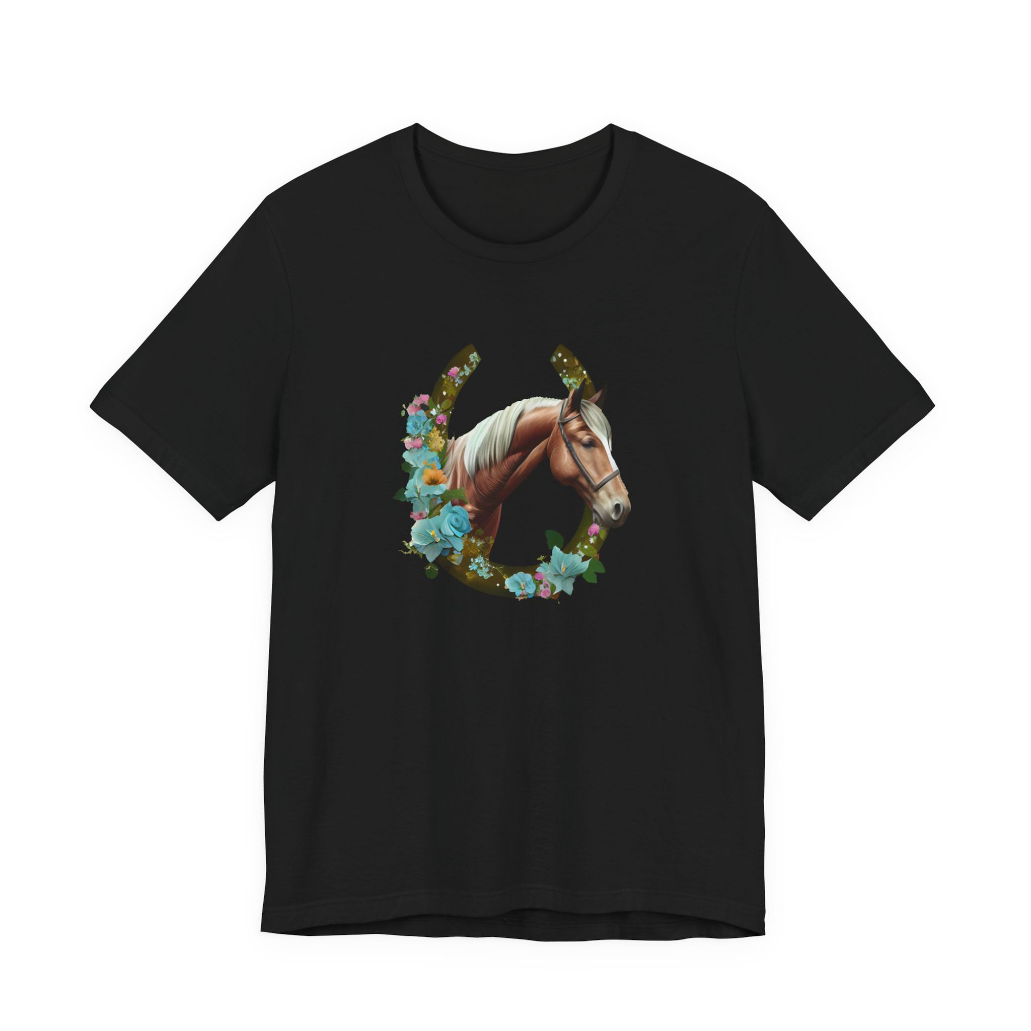 Meadow Bloom Floral Horse Shirt front view – horse with flowers shirt.