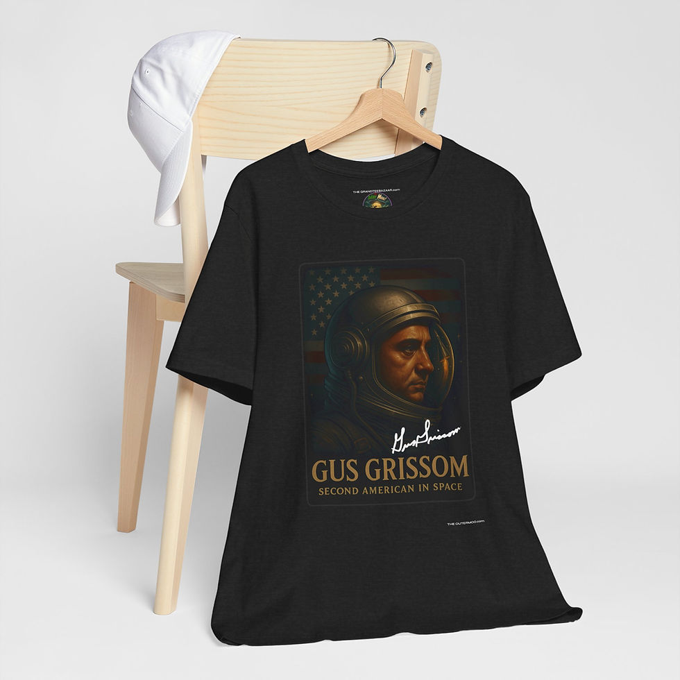 Thumbnail: Front view of Gus Grissom: Second American in Space tee – honoring second American astronaut and the Liberty Bell 7 mission.