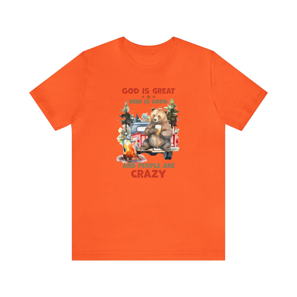 Thumbnail: Funny beer quote shirt on orange tee.