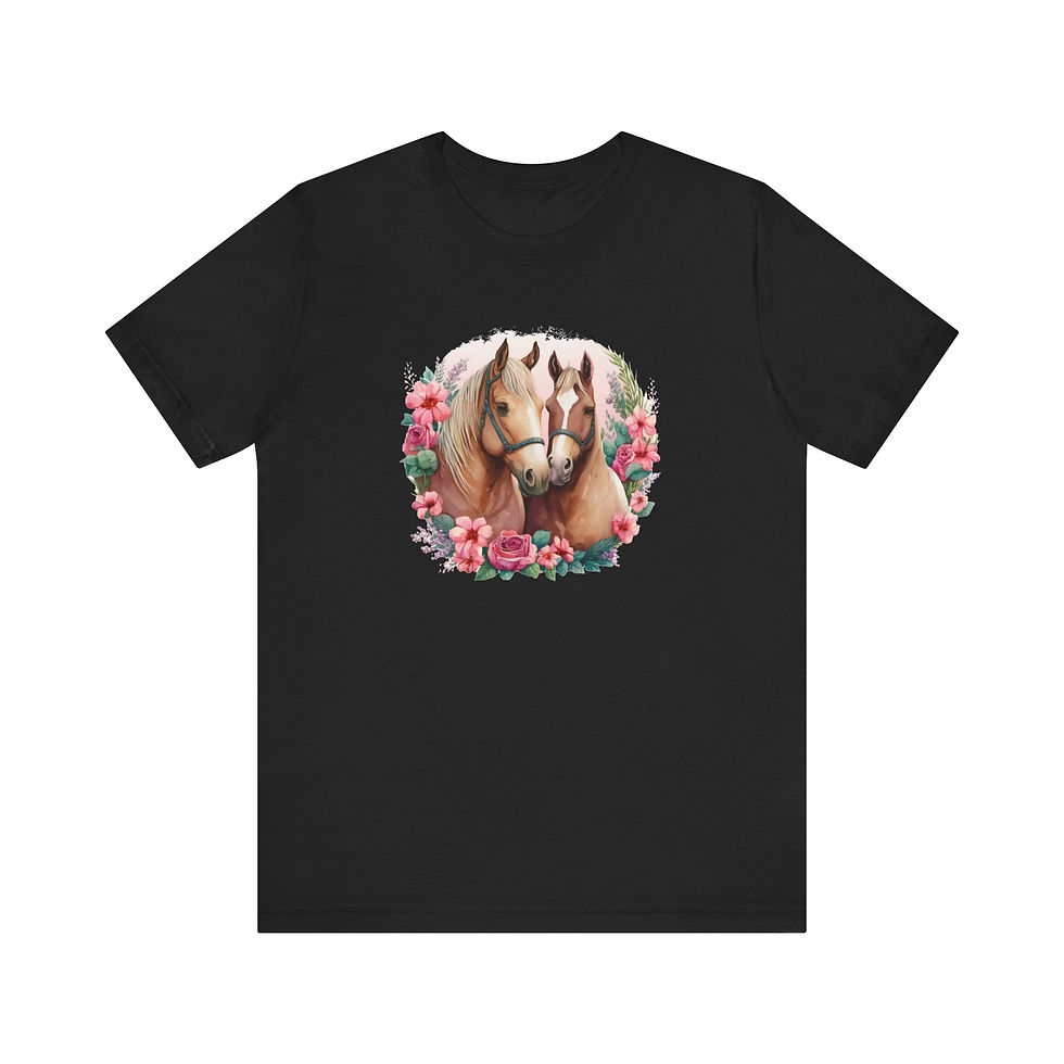 Thumbnail: Front view of Floral Horse Portrait Pair Horse Lover Shirt – horse lover gift shirt.