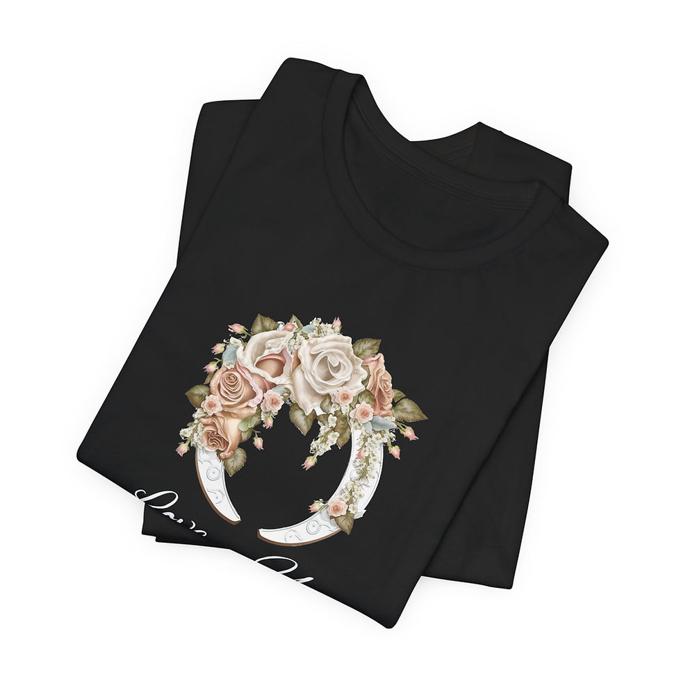 Folded view of Love Your Horse Floral Horseshoe Shirt – horseshoe with flowers shirt.