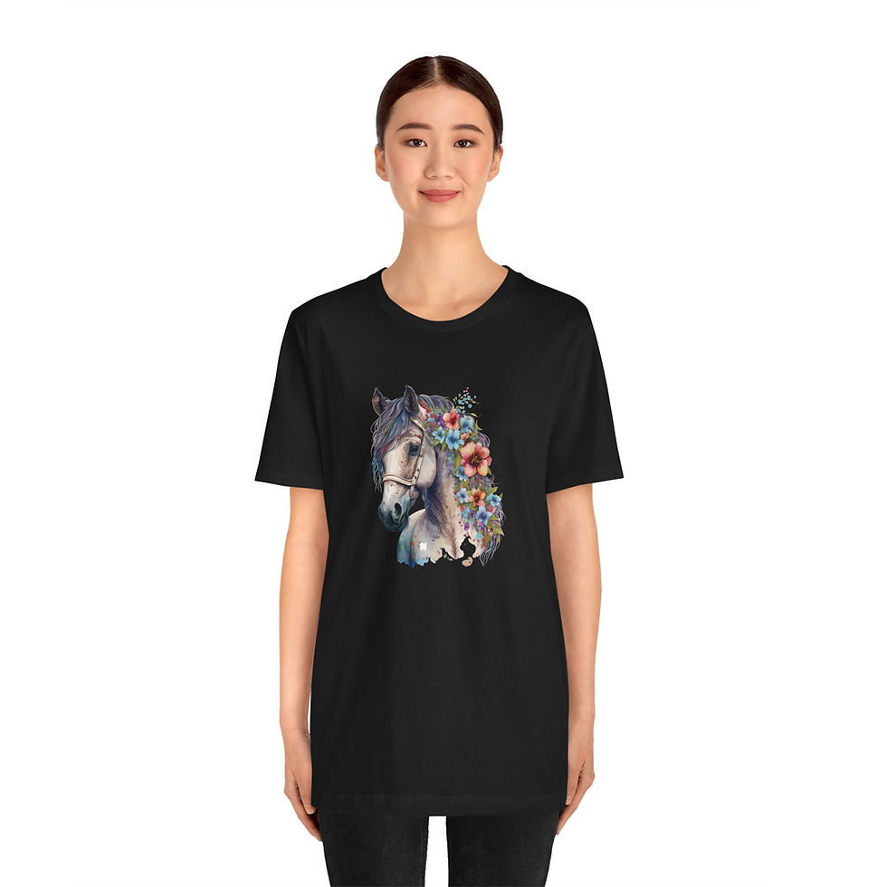 Thumbnail: Blossom Cascade Floral Horse Shirt - BT00138-1