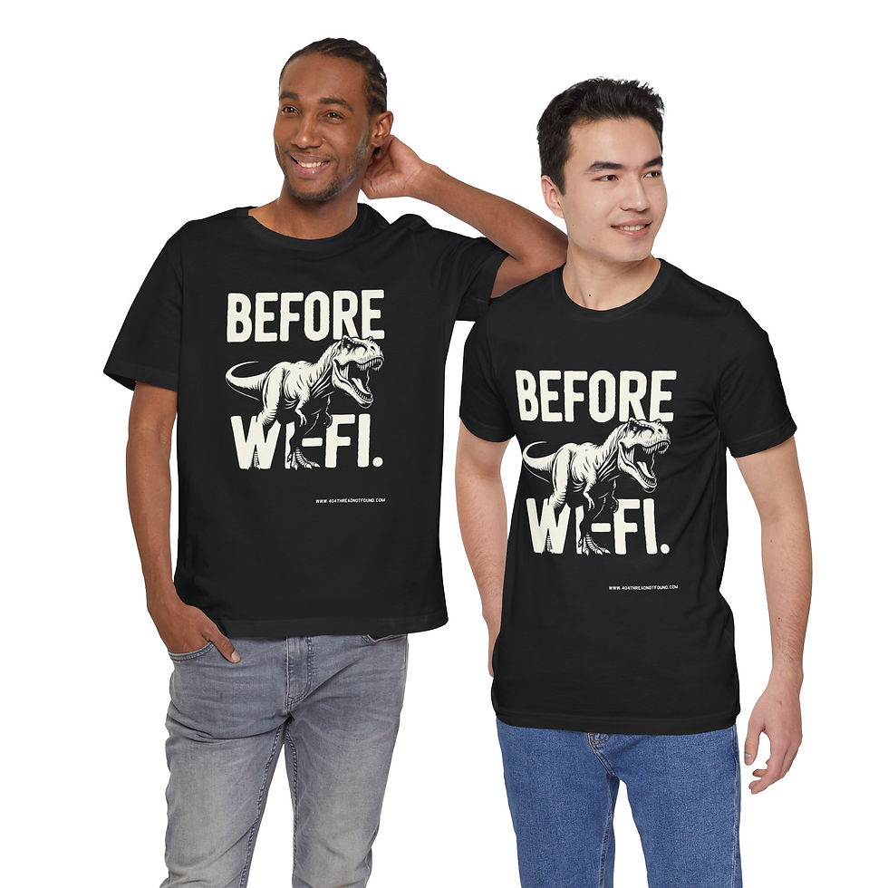 Thumbnail: Two models wearing minimalist dinosaur slogan shirt.