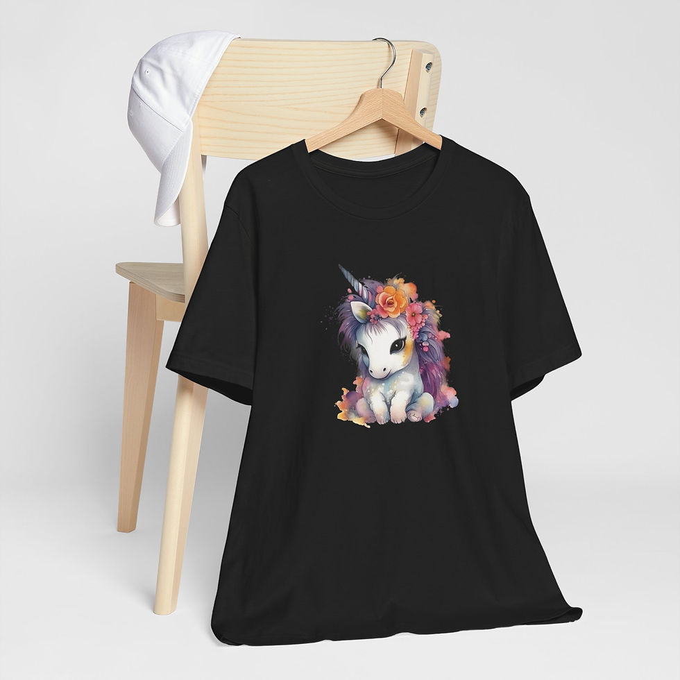 Thumbnail: Hanging view of dark floral unicorn design.