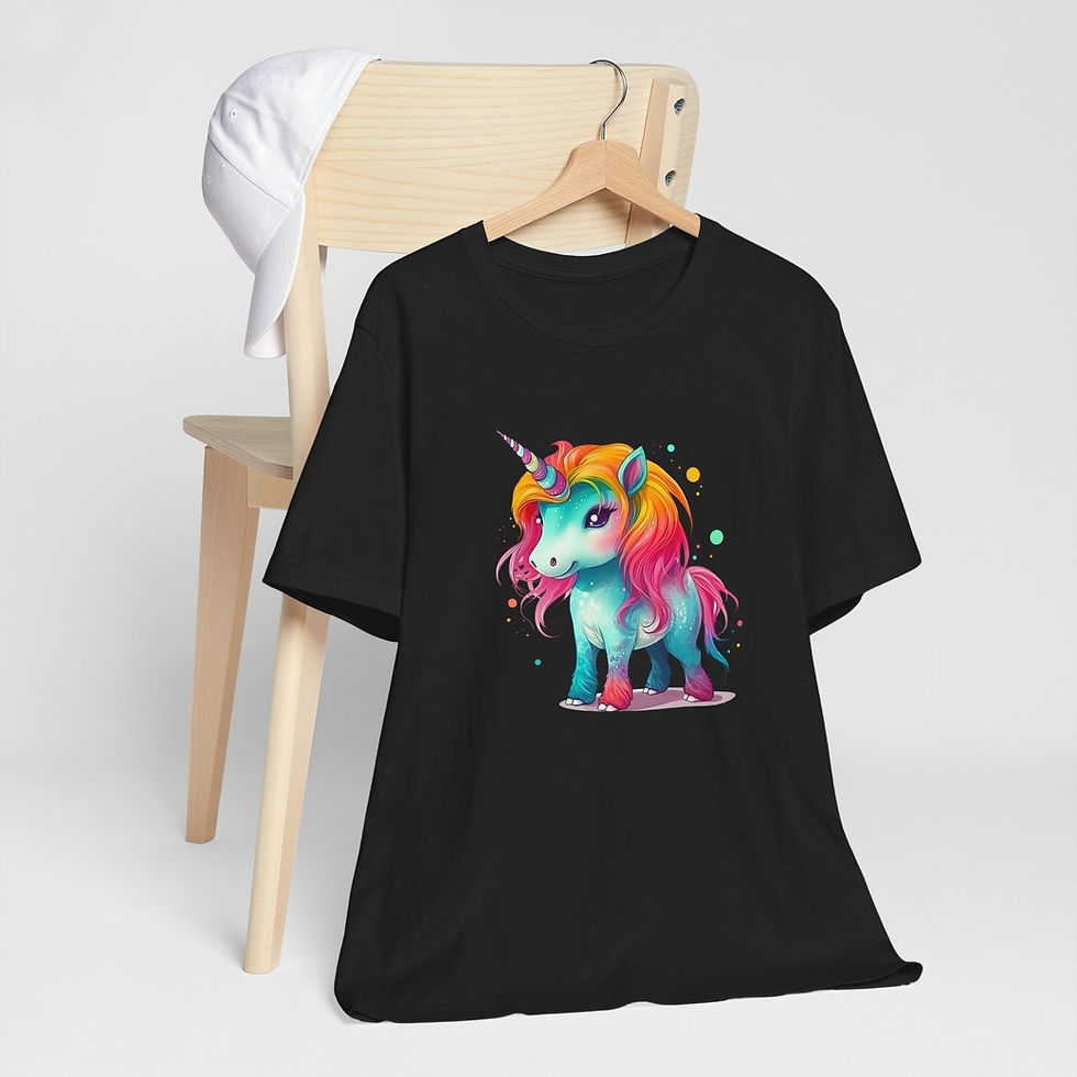 Thumbnail: Hanging view of full body rainbow unicorn design.