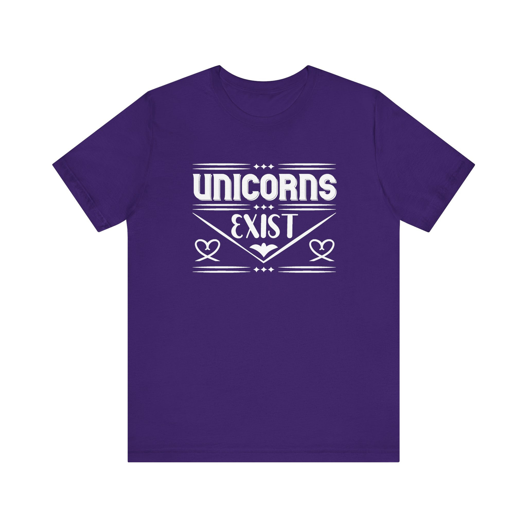 Minimalist “unicorns exist” text design shirt.
