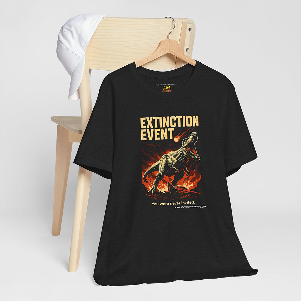 Thumbnail: Hanging view of dinosaur battle scene T-shirt.