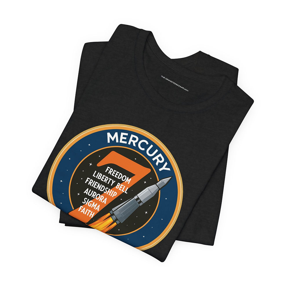 Thumbnail: Flat lay of Mercury Name Patch black unisex cotton graphic tee – The OuterMoo.