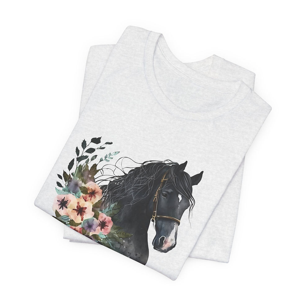 Thumbnail: Midnight Bloom Floral Horse Shirt - BT00139-1