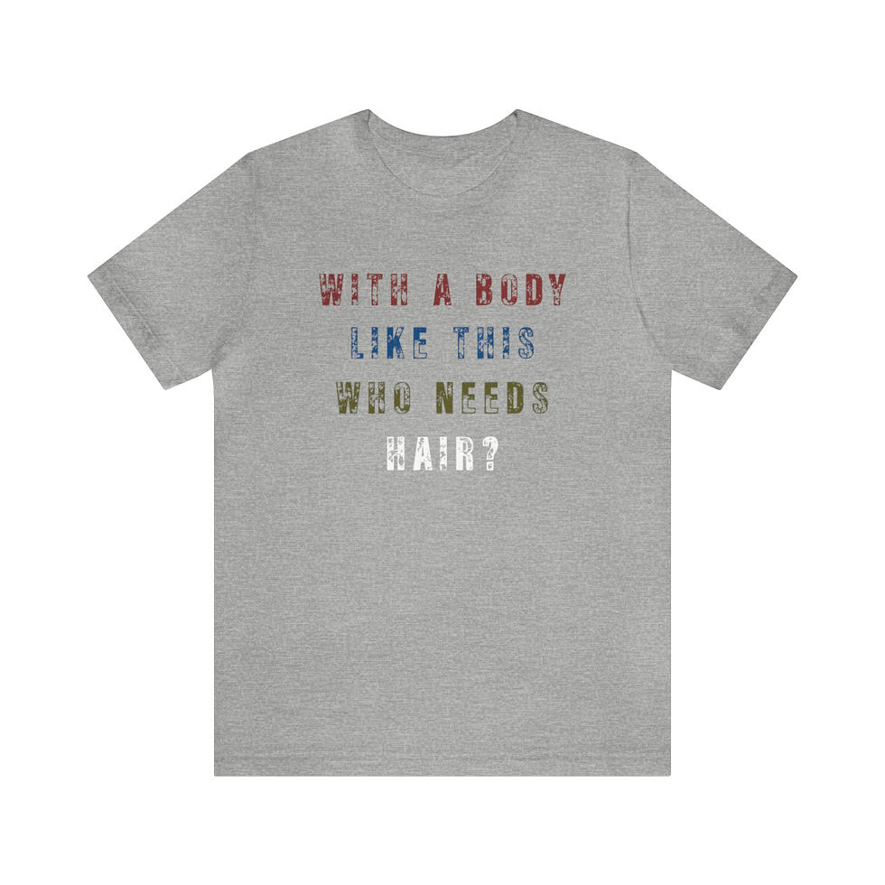 Thumbnail: Funny hair joke t-shirt on gray heather tee.