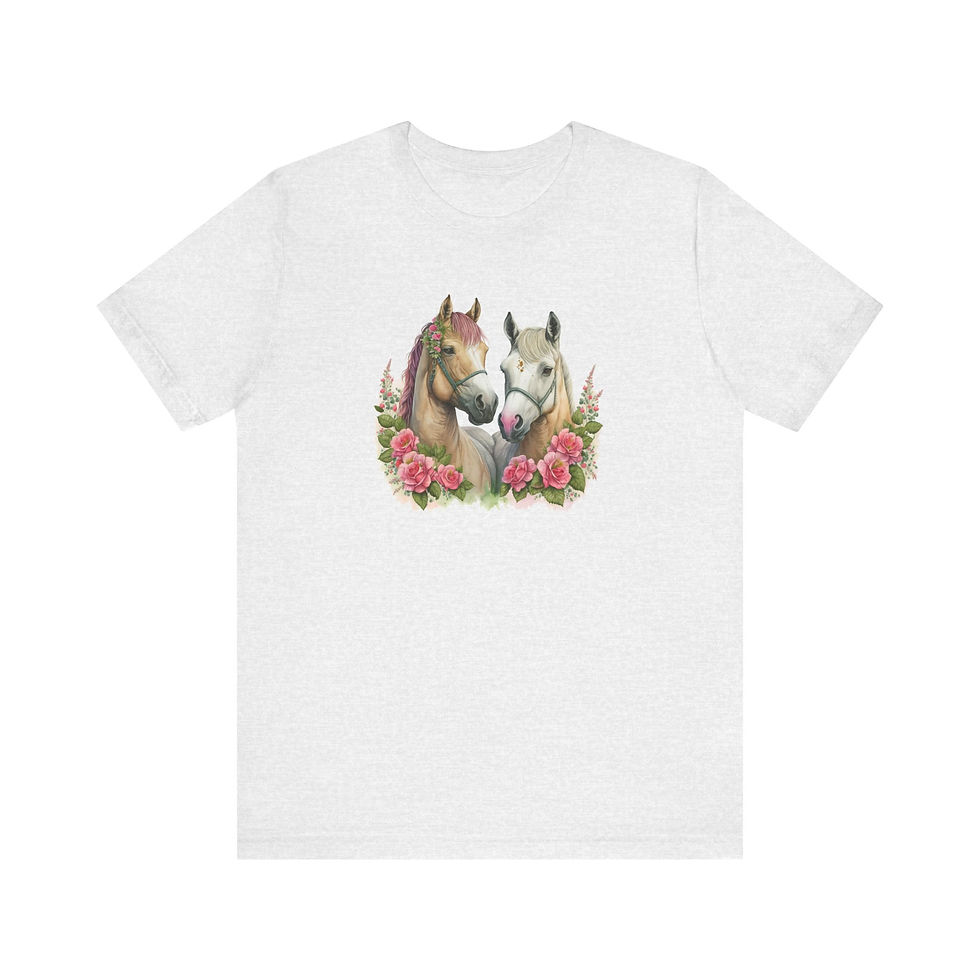 Thumbnail: Front view of Floral Horse Pair Horse Lover Shirt – horse lover apparel.