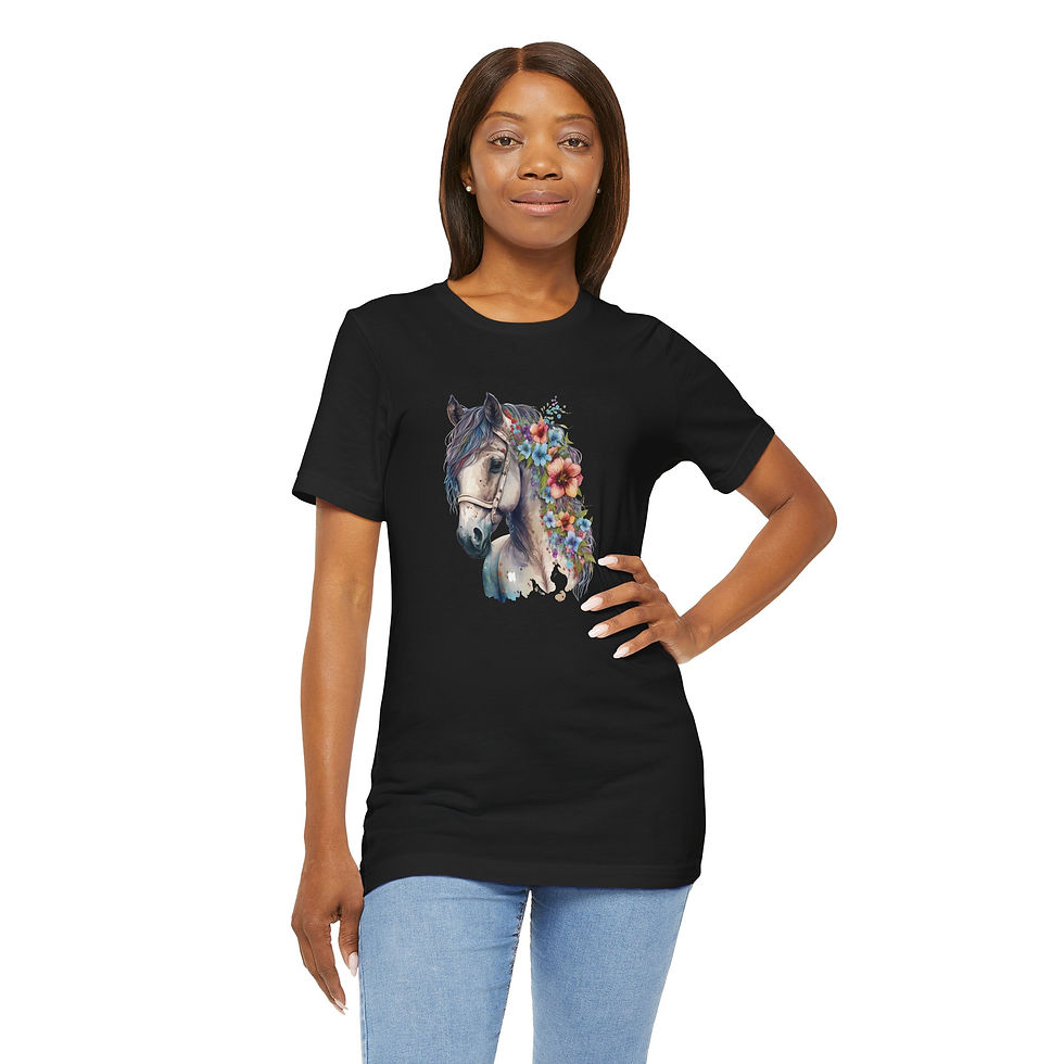 Thumbnail: Blossom Cascade Floral Horse Shirt - BT00138-1