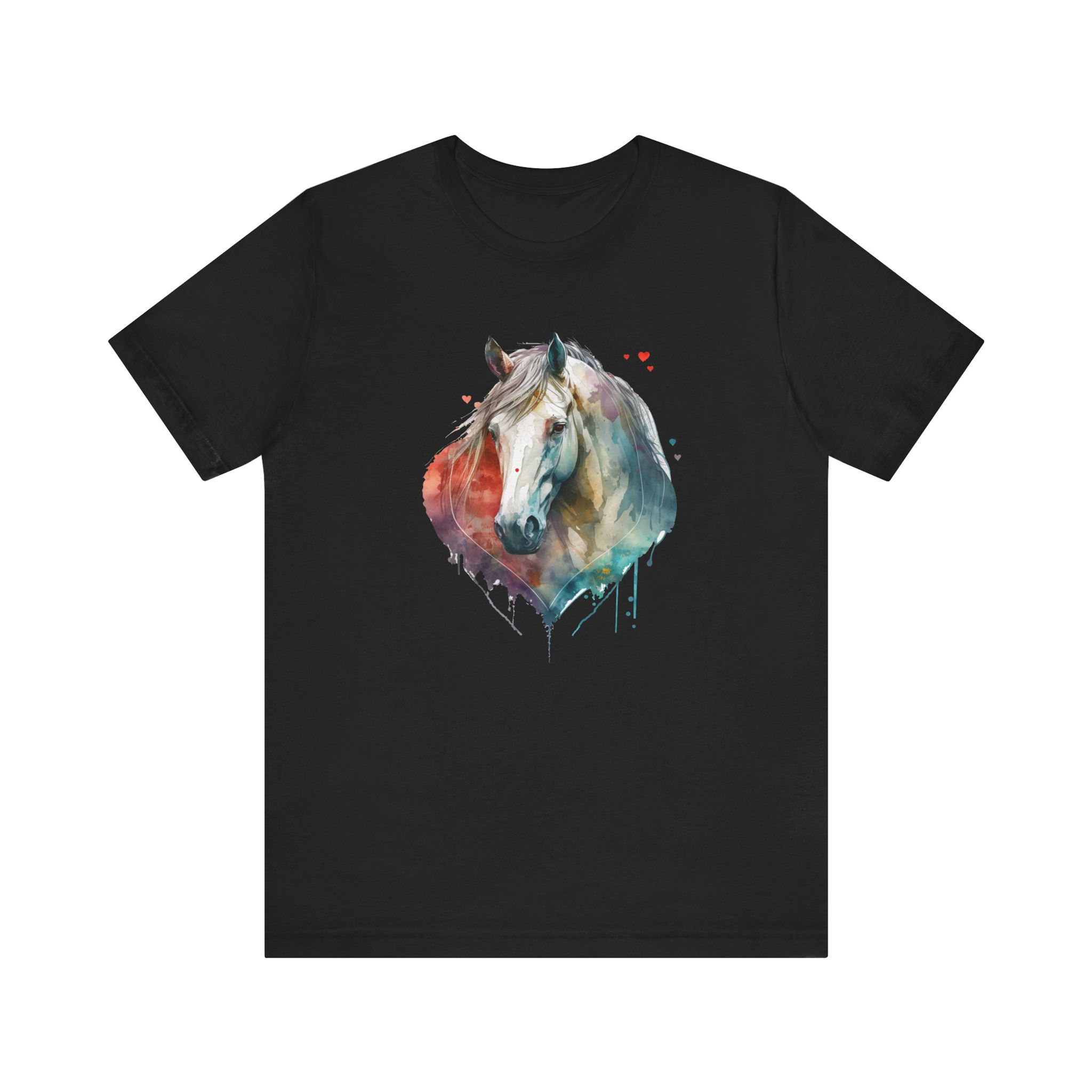 Watercolor Horse Portrait Heart Shirt front view – horse lover shirt.